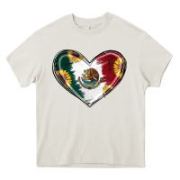 Cream Sunflower Mexican Flag Heart Heavy Core Tee - RanaPortraitStore