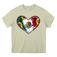 Mossy Sunflower Mexican Flag Heart Heavy Core Tee - RanaPortraitStore