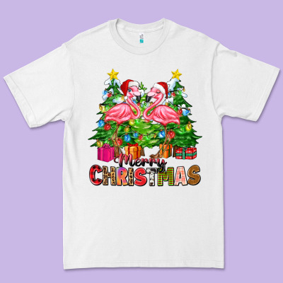 Merry Christmas Flamingo Premium Tee Designed By Zillion Design Studio
