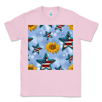 Bubblegum Pink patriotic stars and sunflower Classic Tee - BundleAndBundleShop