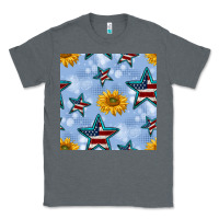 Charcoal Heather patriotic stars and sunflower Classic Tee - BundleAndBundleShop