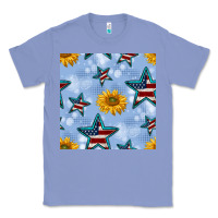 Colony Blue patriotic stars and sunflower Classic Tee - BundleAndBundleShop