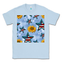 Dusty Blue patriotic stars and sunflower Classic Tee - BundleAndBundleShop