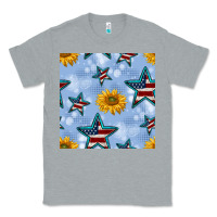 Heather Grey patriotic stars and sunflower Classic Tee - BundleAndBundleShop