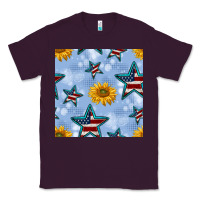 Plum patriotic stars and sunflower Classic Tee - BundleAndBundleShop