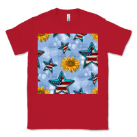 Red patriotic stars and sunflower Classic Tee - BundleAndBundleShop