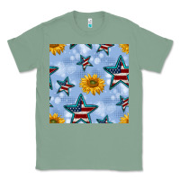 Sage patriotic stars and sunflower Classic Tee - BundleAndBundleShop