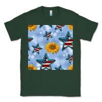 Sports Green patriotic stars and sunflower Classic Tee - BundleAndBundleShop