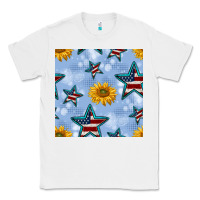 White patriotic stars and sunflower Classic Tee - BundleAndBundleShop