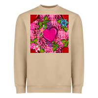 Mushroom valentines day flower heart with leopard seamless pattern Heavyweight Sweatshirt - BundleAndBundleShop