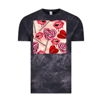 Cloud Black valentines day lollipops and lips seamless pattern Vintage Tee - BundleAndBundleShop