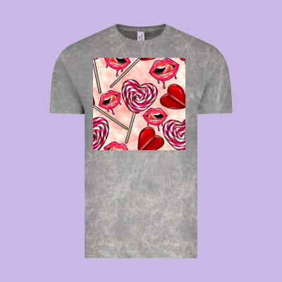 Valentines Day Lollipops And Lips Seamless Pattern Vintage Tee Designed By Bundleandbundleshop
