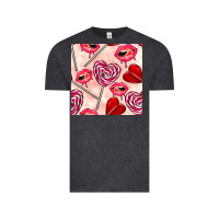 Vintage Black valentines day lollipops and lips seamless pattern Vintage Tee - BundleAndBundleShop