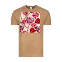 Vintage Camel valentines day lollipops and lips seamless pattern Vintage Tee - BundleAndBundleShop
