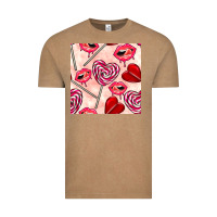 Vintage Coffee valentines day lollipops and lips seamless pattern Vintage Tee - BundleAndBundleShop