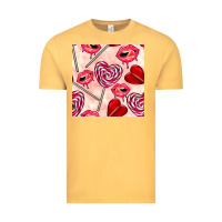 Vintage Mustard valentines day lollipops and lips seamless pattern Vintage Tee - BundleAndBundleShop
