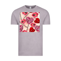 Vintage Zinc valentines day lollipops and lips seamless pattern Vintage Tee - BundleAndBundleShop
