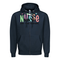 Navy coffee scrubs rubber gloves nurse Zipper Hoodie - MaliasSmallBusiness