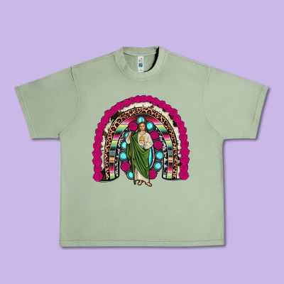 San Judas Rainbow Urban Heavy Tee Designed By Jahusdesignshop