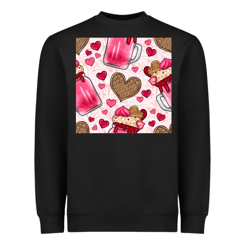 Valentines Day Milkshake Seamless Pattern Heavyweight Sweatshirt by BundleAndBundleShop | Teevron