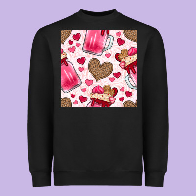 Valentines Day Milkshake Seamless Pattern Heavyweight Sweatshirt Designed By Bundleandbundleshop