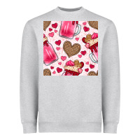 Heather Grey valentines day milkshake seamless pattern Heavyweight Sweatshirt - BundleAndBundleShop