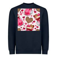 Navy valentines day milkshake seamless pattern Heavyweight Sweatshirt - BundleAndBundleShop