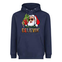 Navy Don't Stop Believing Santa Heavyweight Hoodie - BundleAndBundleShop