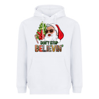White Don't Stop Believing Santa Heavyweight Hoodie - BundleAndBundleShop