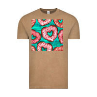 Vintage Coffee valentines day heart donuts seamless pattern Vintage Tee - BundleAndBundleShop