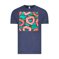 Vintage Denim valentines day heart donuts seamless pattern Vintage Tee - BundleAndBundleShop