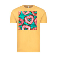 Vintage Mustard valentines day heart donuts seamless pattern Vintage Tee - BundleAndBundleShop