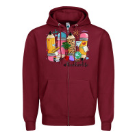 Burgundy teacher life pencils Zipper Hoodie - MaliasSmallBusiness
