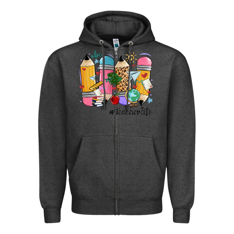 Teacher Life Pencils Zipper Hoodie by MaliasSmallBusiness | Teevron
