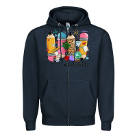 Navy teacher life pencils Zipper Hoodie - MaliasSmallBusiness