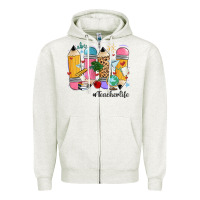 Oatmeal Heather teacher life pencils Zipper Hoodie - MaliasSmallBusiness