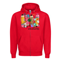 Red teacher life pencils Zipper Hoodie - MaliasSmallBusiness