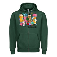 Sports Green teacher life pencils Zipper Hoodie - MaliasSmallBusiness