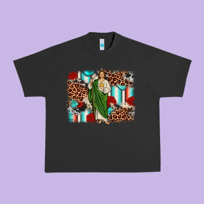San Judas Leopard Cowhide Background Urban Heavy Tee Designed By Jahusdesignshop