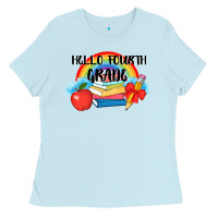 Baby Blue back to school hello fourth grade 3200x2400 Ladies Tee - AdoDesignShop
