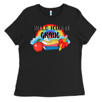 Black back to school hello fourth grade 3200x2400 Ladies Tee - AdoDesignShop