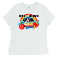 White back to school hello fourth grade 3200x2400 Ladies Tee - AdoDesignShop