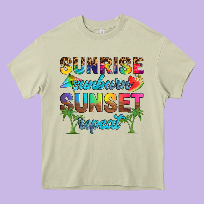 Sunrise Sunburn Sunset Repeat Heavy Core Tee Designed By Artiststas