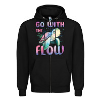 Black go with flow turtle Zipper Hoodie - MaliasSmallBusiness