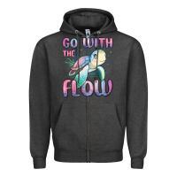 Charcoal Heather go with flow turtle Zipper Hoodie - MaliasSmallBusiness