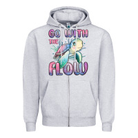 Heather Grey go with flow turtle Zipper Hoodie - MaliasSmallBusiness