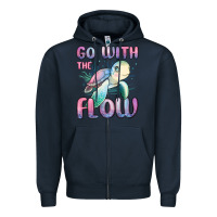 Navy go with flow turtle Zipper Hoodie - MaliasSmallBusiness