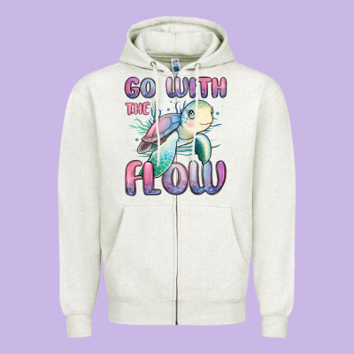 Go With Flow Turtle Zipper Hoodie Designed By Maliassmallbusiness