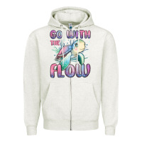 Oatmeal Heather go with flow turtle Zipper Hoodie - MaliasSmallBusiness