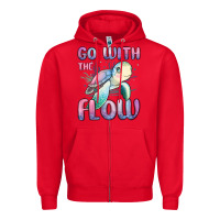 Red go with flow turtle Zipper Hoodie - MaliasSmallBusiness